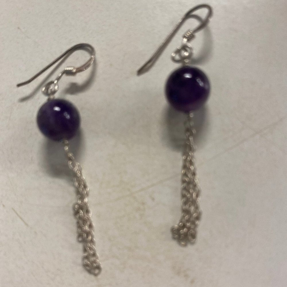 Amethyst and silver earrings